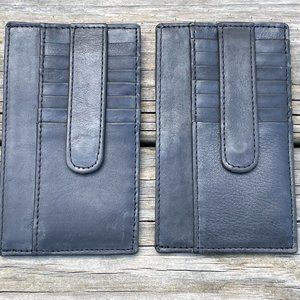 Multi Card Holder Card Holders Wallet Black Genuine Leather Long Purse Lot of 2